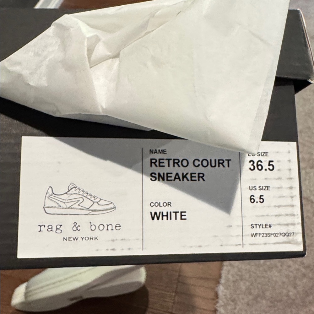 NWT Rag & Bone Retro Court White Sneakers Size 6.5 - Picture 8 of 8